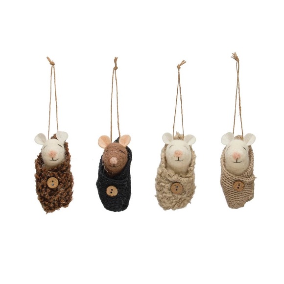New🌟Wool Felt Swaddled Baby Mouse Ornament - Picture 2 of 5
